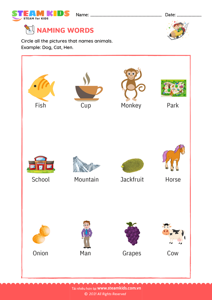 Bài tập tiếng anh - Naming words - B3