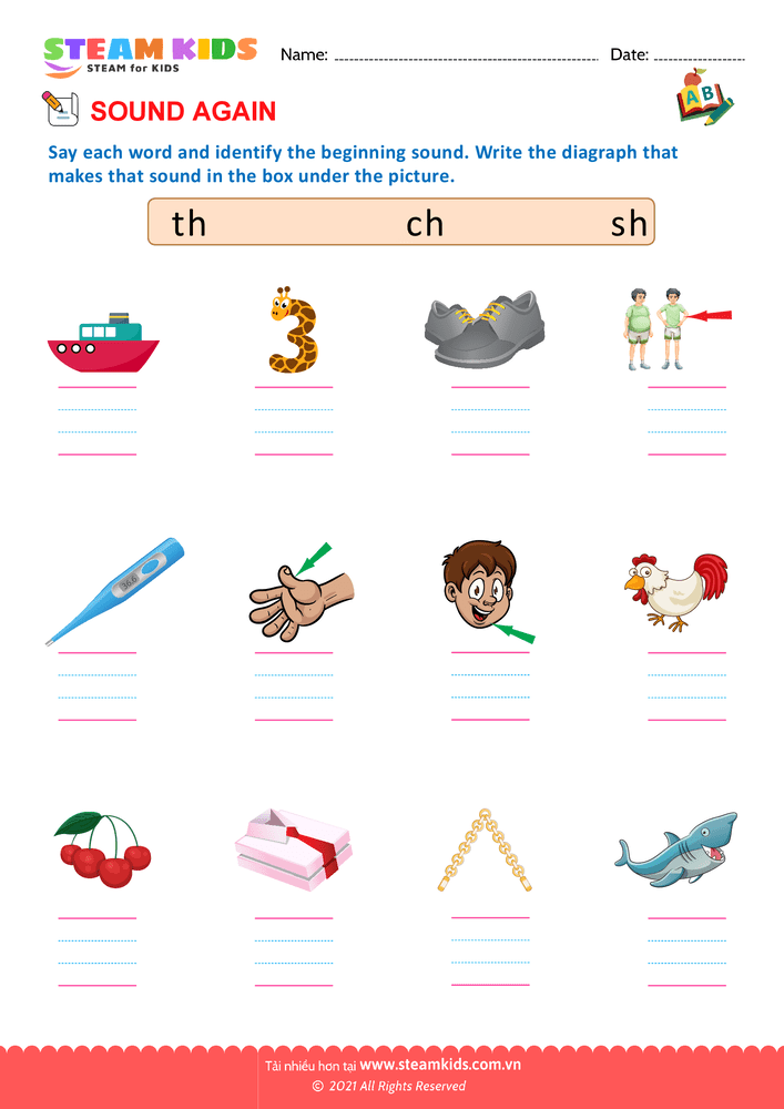 Bài tập tiếng anh - Blends and Digraphs - B16