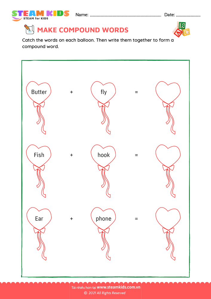 Bài tập tiếng anh - Make compound words - B1