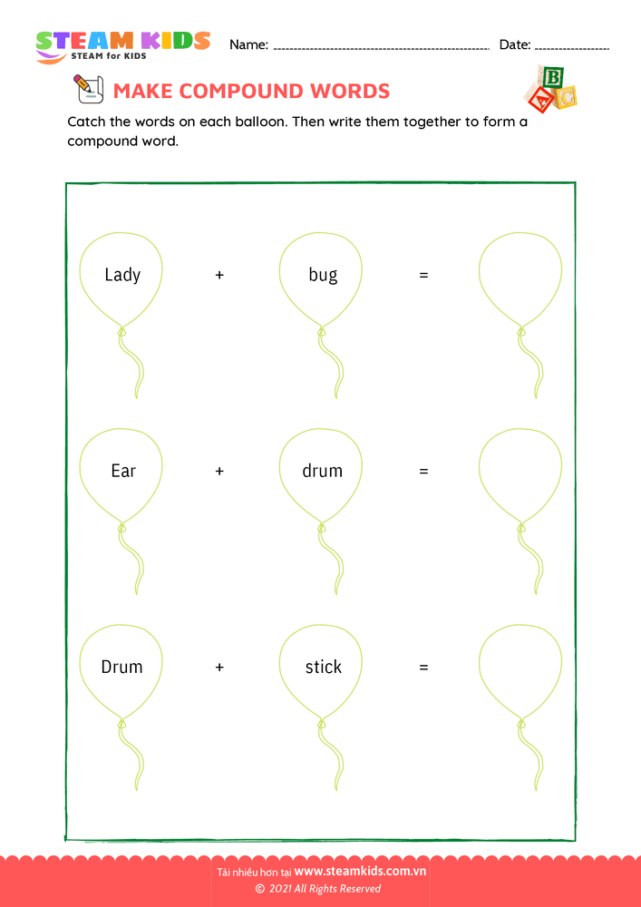 Bài tập tiếng anh - Make compound words - B10