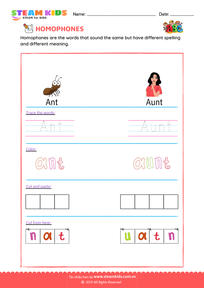 Bài tập tiếng anh - Trace and Color - B1