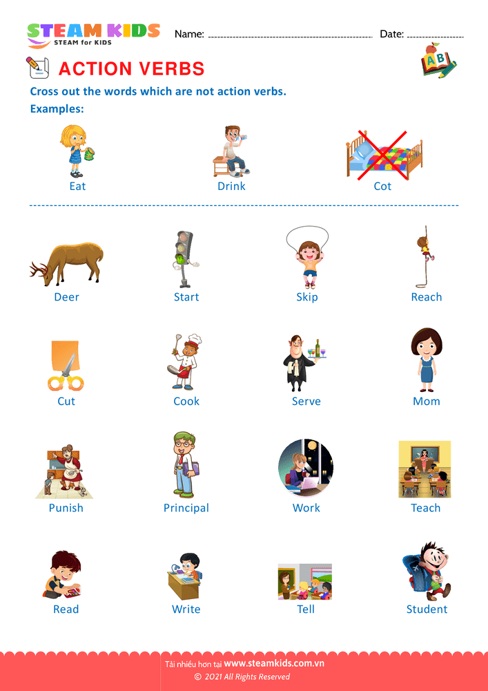 Bài tập tiếng anh - Action verbs - B7