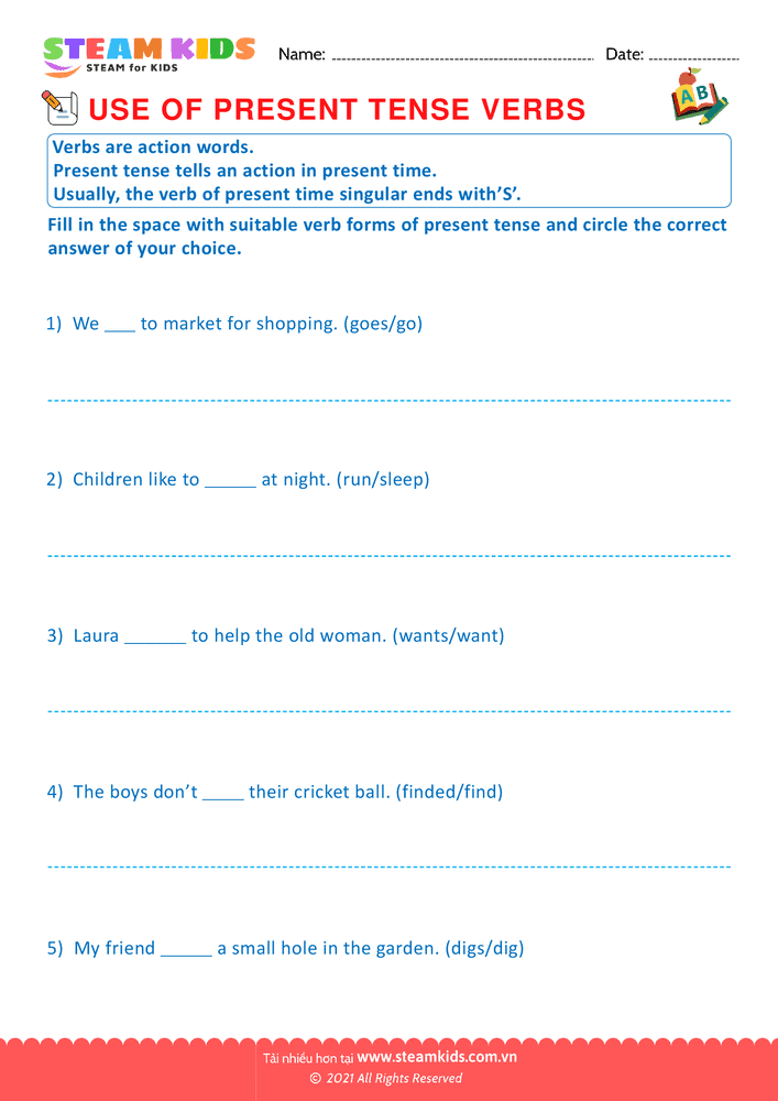 Bài tập tiếng anh - Use of present tense verbs - B2