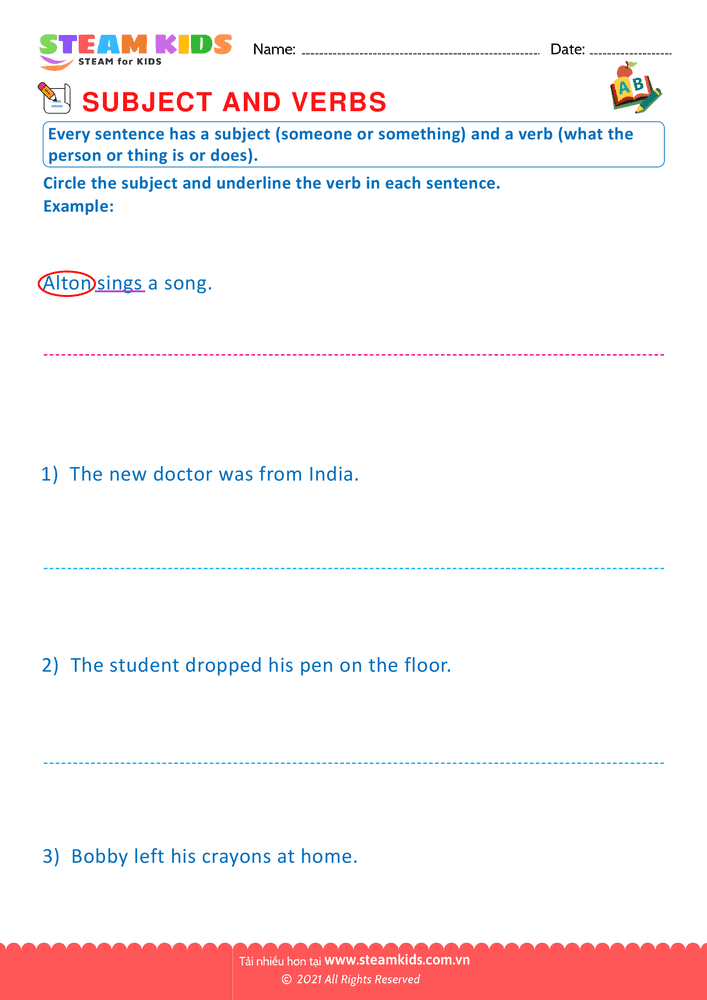 Bài tập tiếng anh - Subject and Verbs - B1