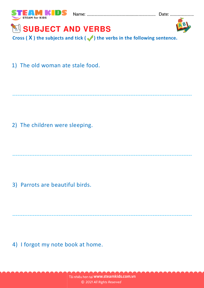 Bài tập tiếng anh - Subject and Verbs - B14