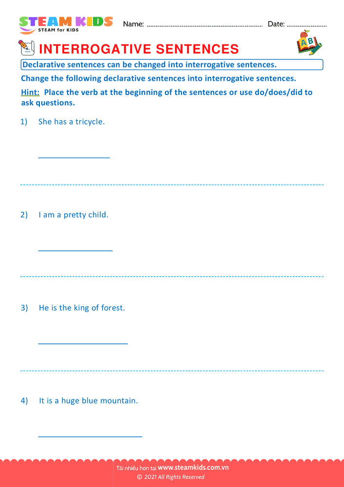 Bài tập tiếng anh - Interrogative sentence - B6