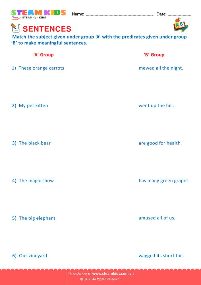 Bài tập tiếng anh - Identify subject and predicate - B18