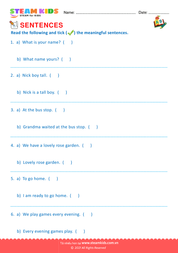 Bài tập tiếng anh - Meaningful sentences - B2