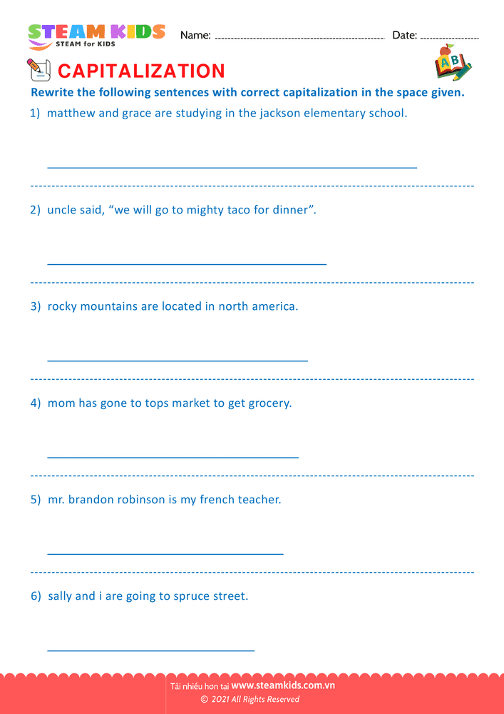 Bài tập tiếng anh - Identify the capitalization word - B24