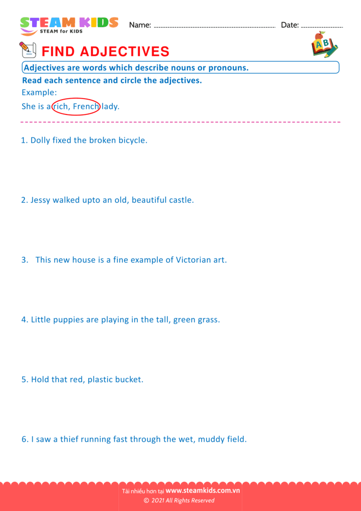 Bài tập tiếng anh - Find Adjectives - B20