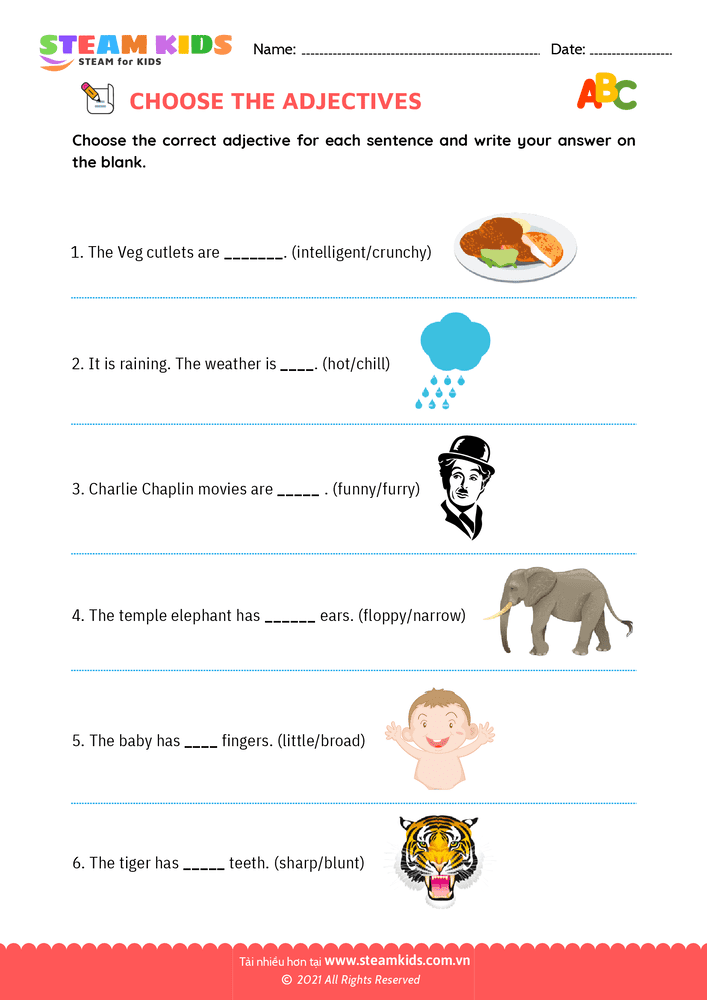 Bài tập tiếng anh - Choose adjectives - B2