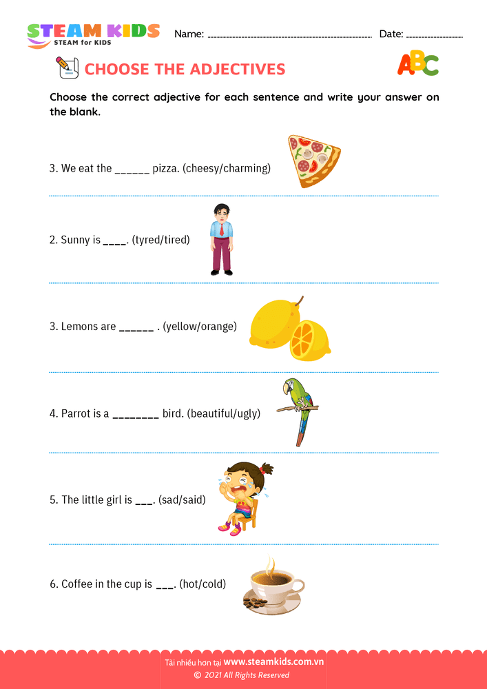 Bài tập tiếng anh - Choose adjectives - B3