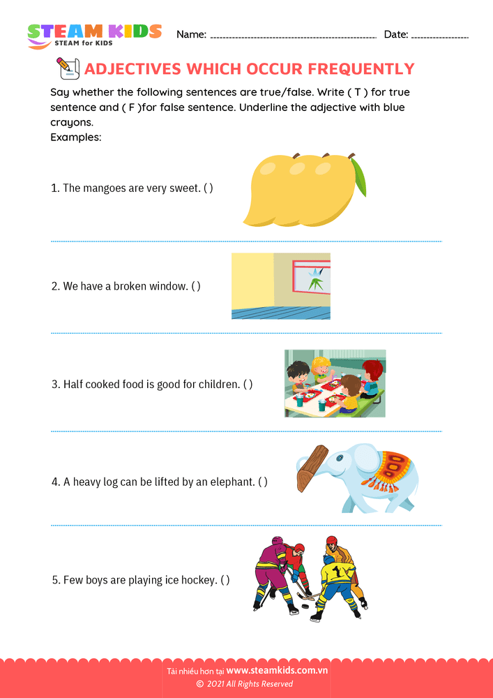 Bài tập tiếng anh - Common adjectives - B6