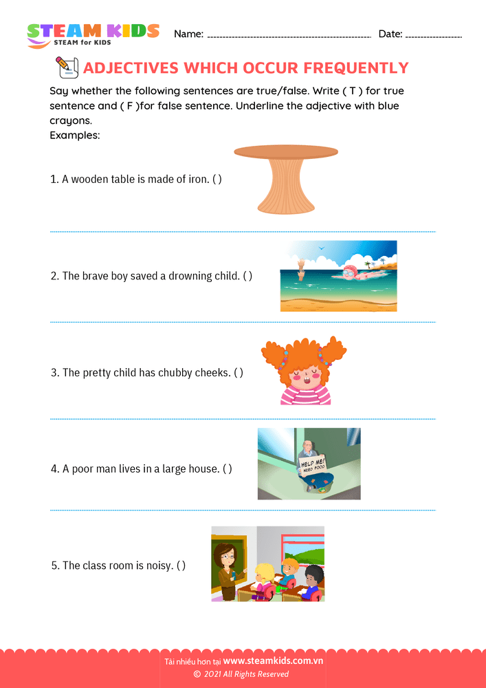 Bài tập tiếng anh - Common adjectives - B17