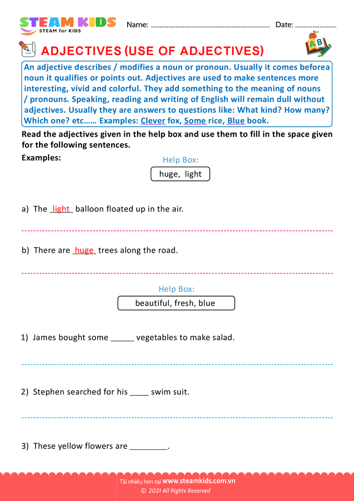 Bài tập tiếng anh - Use of adjectives - B1
