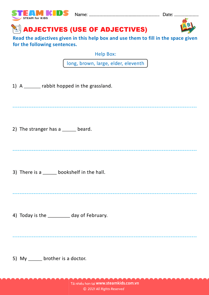 Bài tập tiếng anh - Use of adjectives - B4