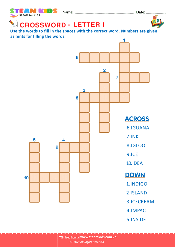 Bài tập tiếng anh - Crosswords with i