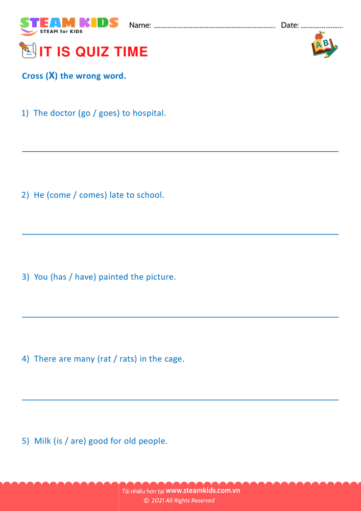 Bài tập tiếng anh - Quiz - B20