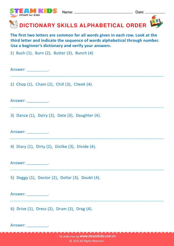 Bài tập tiếng anh - Dictionary Skills - B17