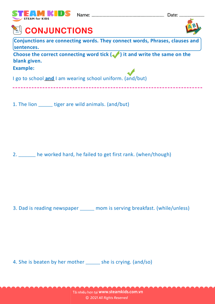 Beginning & Ending Sounds - B11 Tiếng anh Conjunctions lớp 2