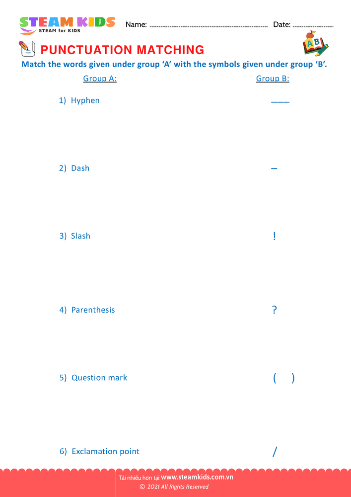 Bài tập tiếng anh - Punctuation Marks - B1