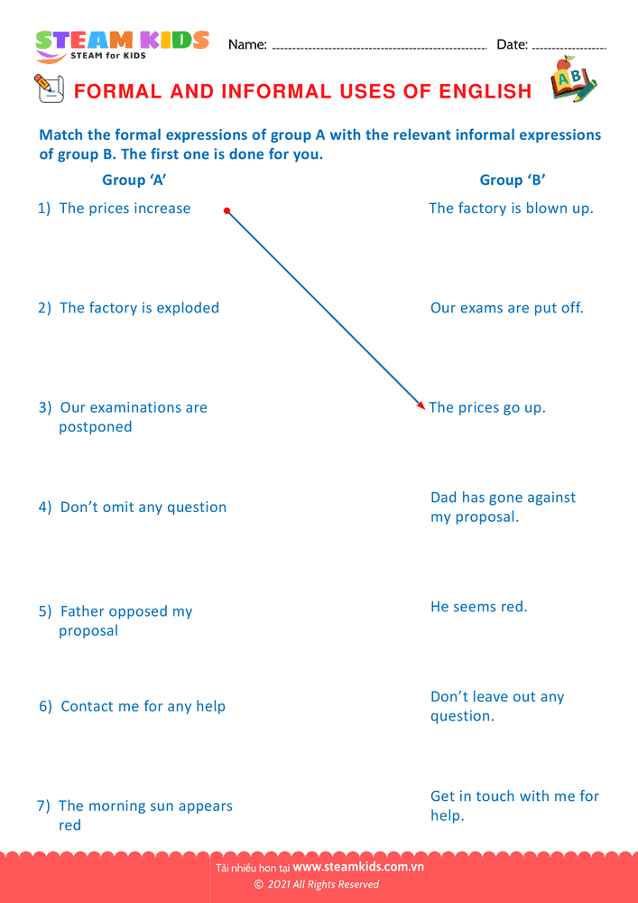 Bài tập tiếng anh - Formal & Informal  - B5