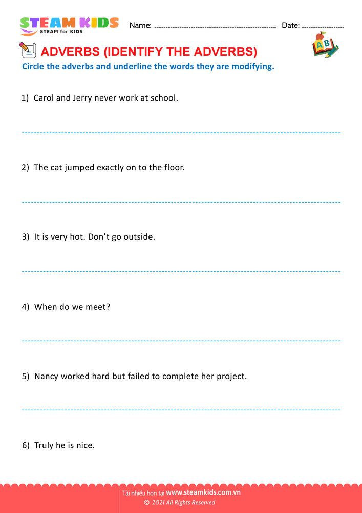 Bài tập tiếng anh - Circle the adverbs - B2