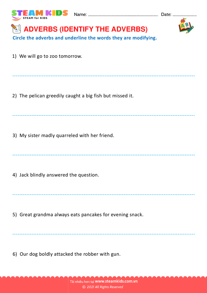 Bài tập tiếng anh - Circle the adverbs - B4