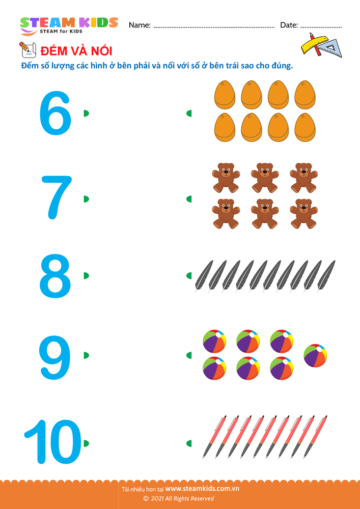 Bài tập Toán tư duy - Đếm và nối - B3