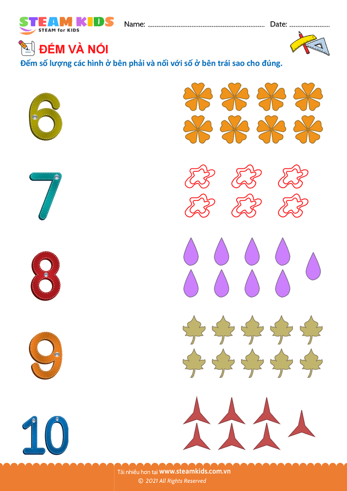 Bài tập Toán tư duy - Đếm và nối - B7