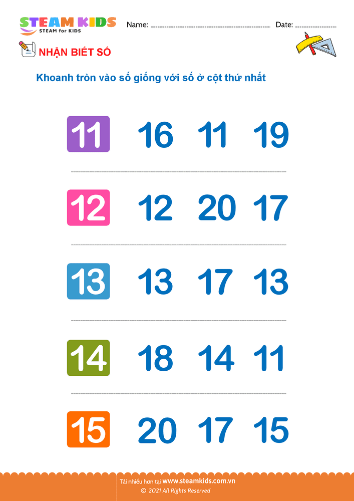 Bài tập Toán tư duy - Nhận biết số - B47