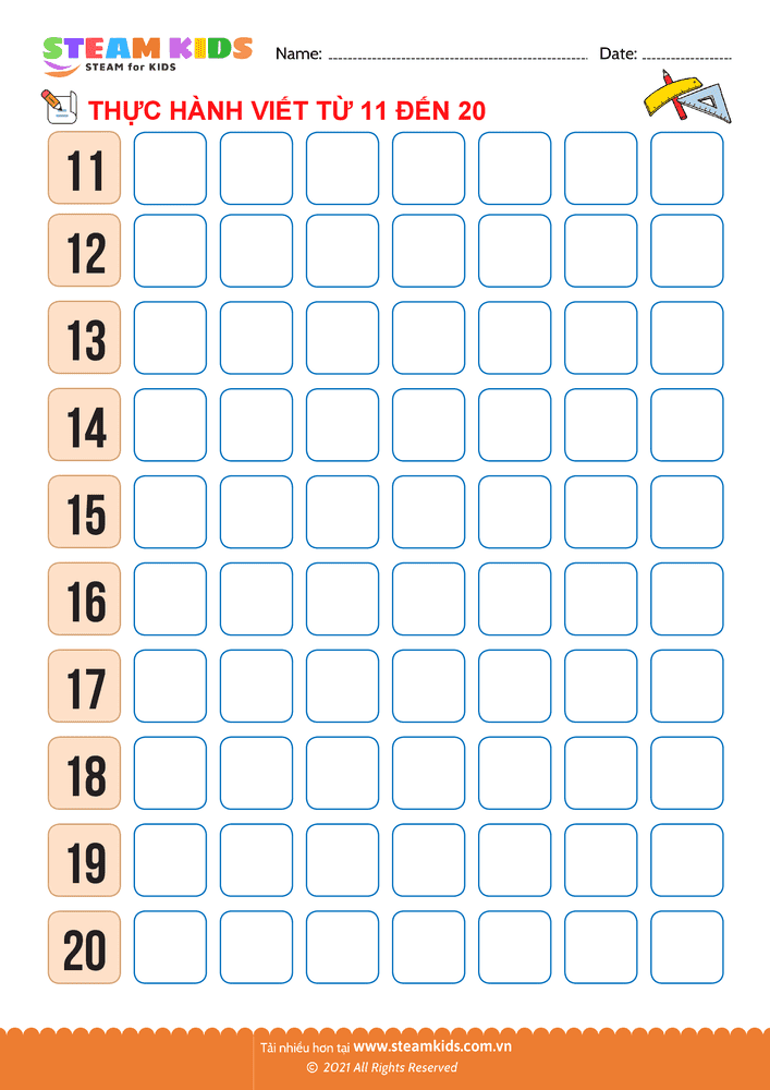 Bài tập Toán tư duy - Tập viết chữ số - B7