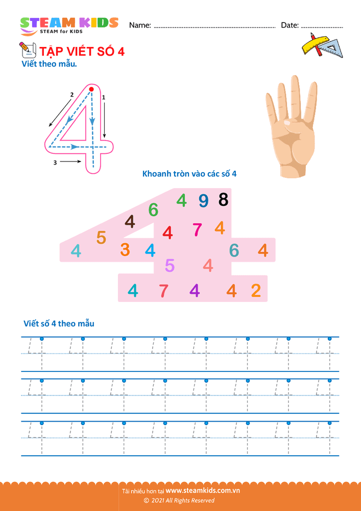 Bài tập Toán tư duy - Tập viết chữ số - B23