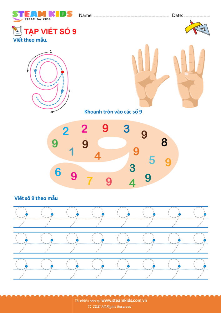 Bài tập Toán tư duy - Tập viết chữ số - B33