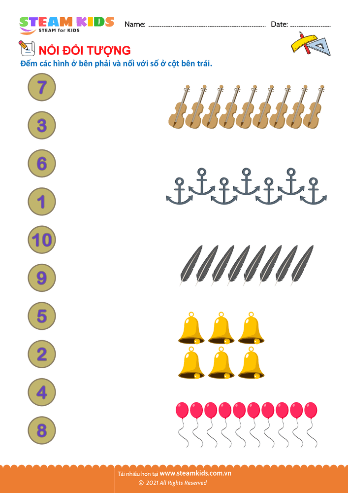 Bài tập Toán tư duy - Đếm và nối - B31