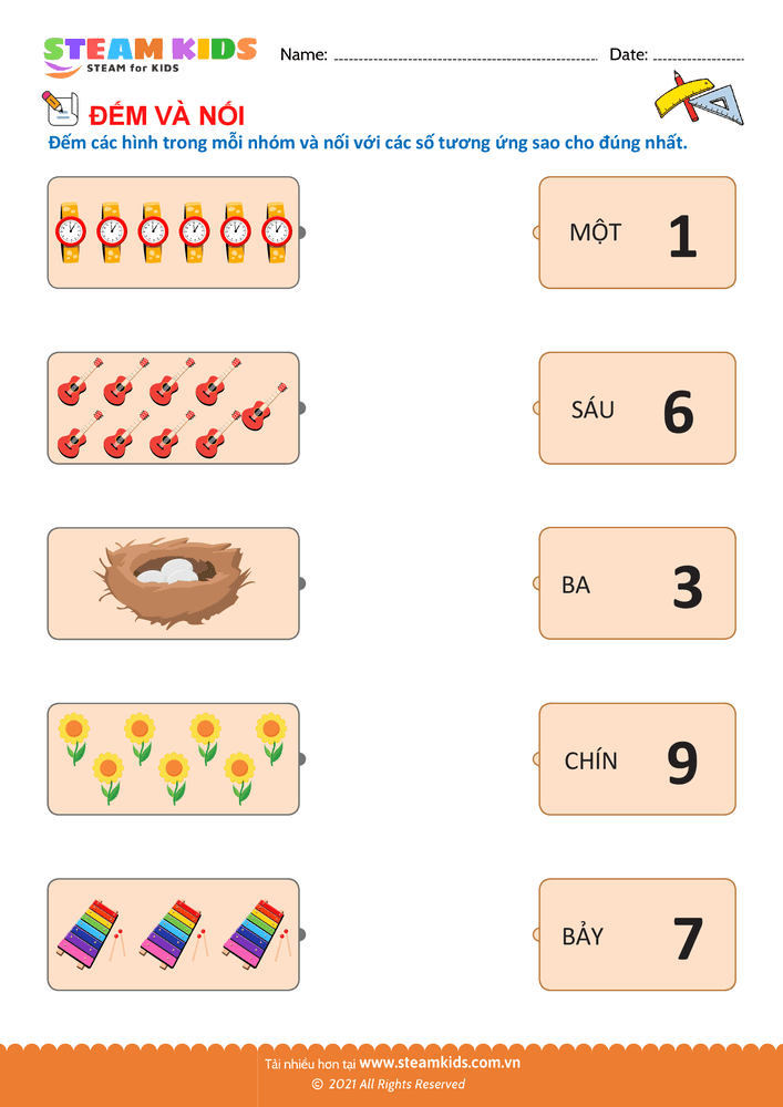 Bài tập Toán tư duy - Đếm và nối - B41