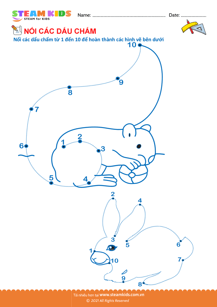Bài tập Toán tư duy - Nối các dấu chấm - B10