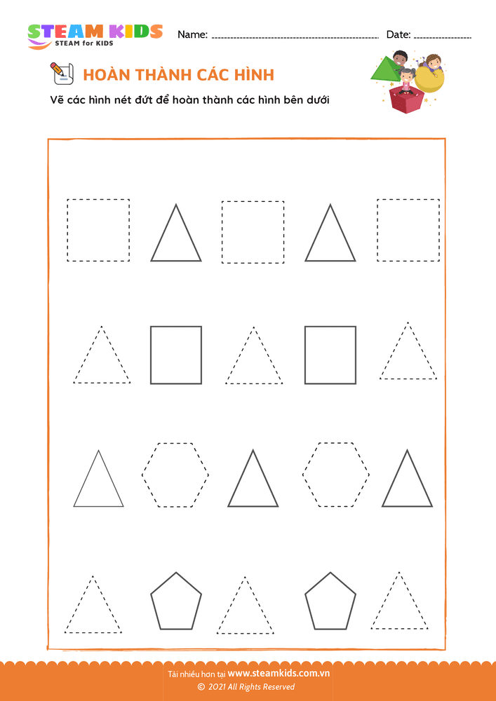 Bài tập Toán tư duy - Hoàn thành các hình - B1