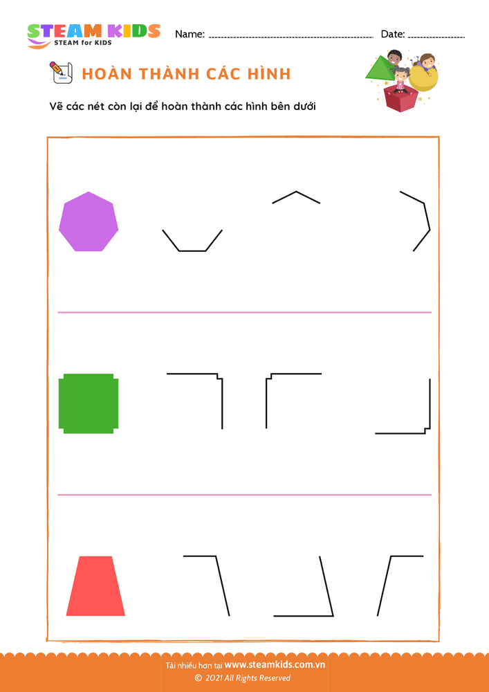 Bài tập Toán tư duy - Hoàn thành các hình - B9