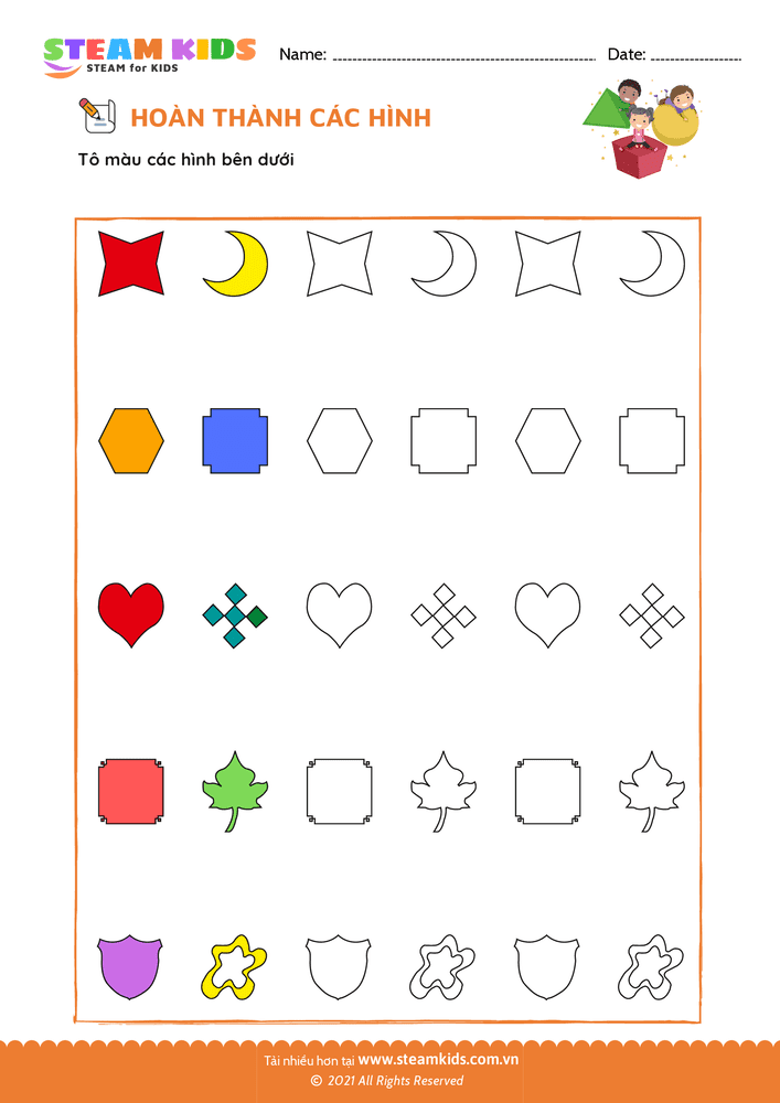 Bài tập Toán tư duy - Hoàn thành các hình - B11