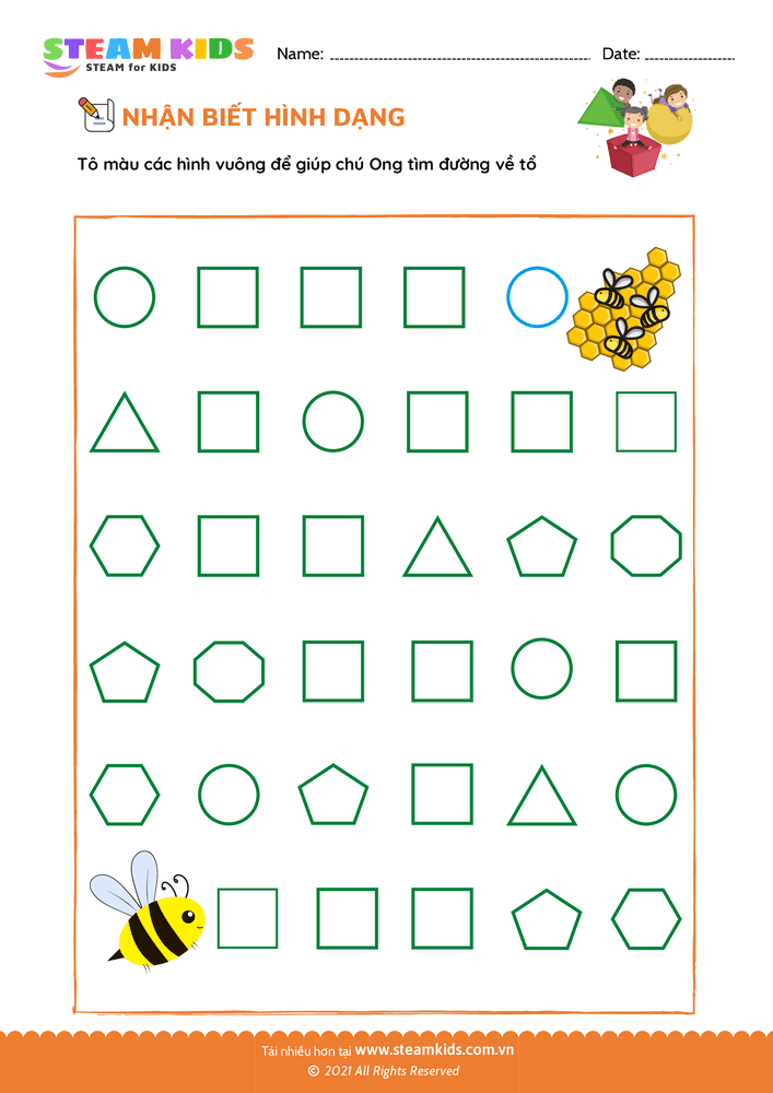 Bài tập Toán tư duy - Nhận biết hình dạng - B14