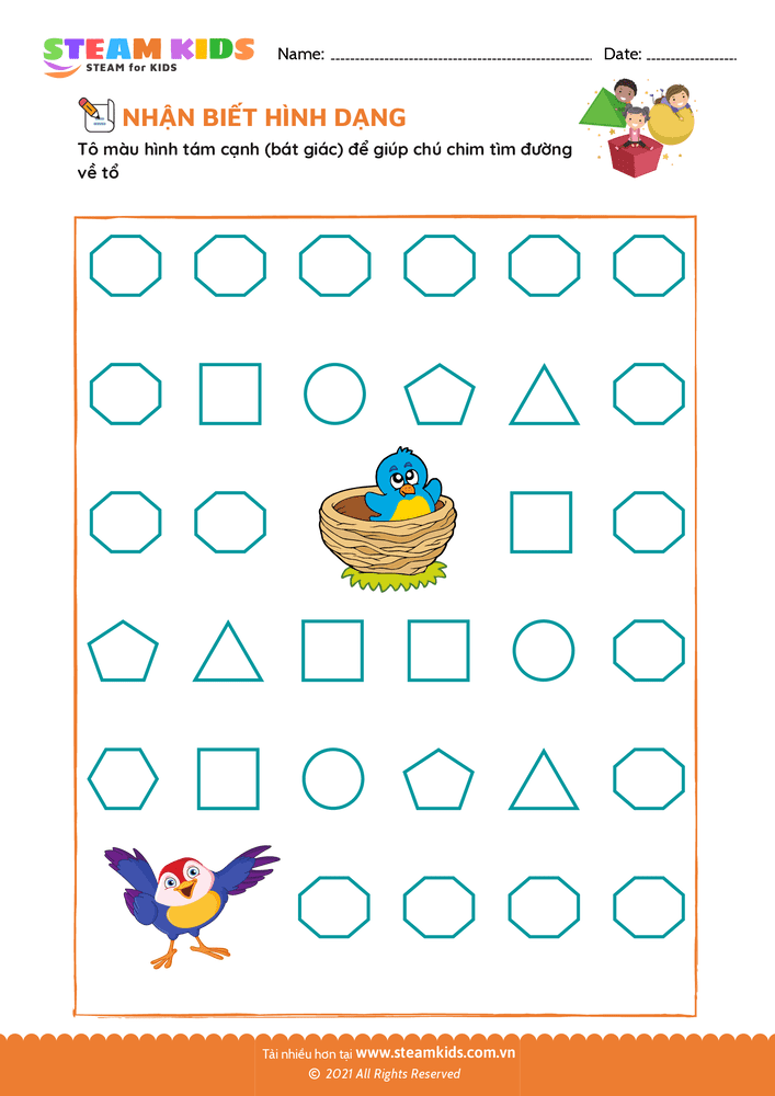 Bài tập Toán tư duy - Nhận biết hình dạng - B17