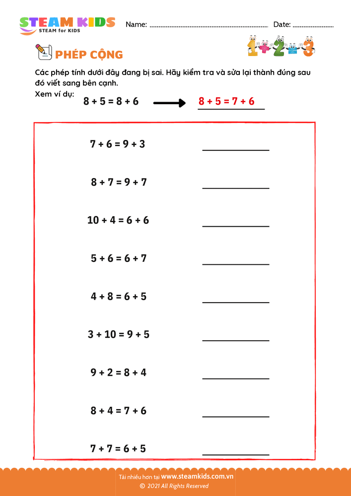 Bài tập Toán tư duy - Viết lại phép tính - B1