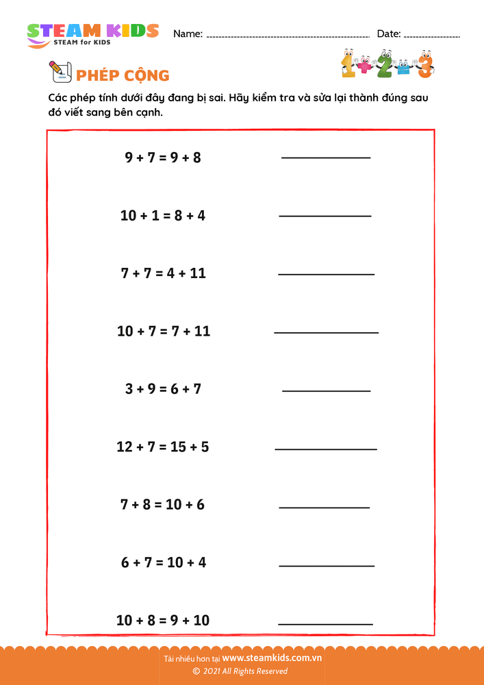 Bài tập Toán tư duy - Viết lại phép tính - B10