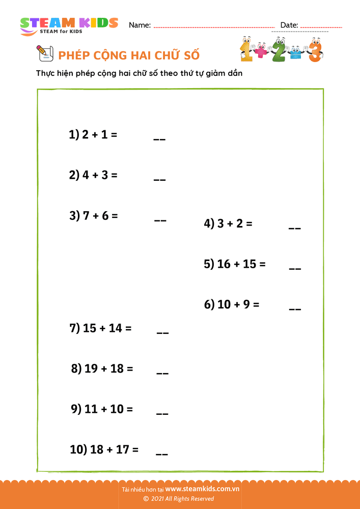 Bài tập Toán tư duy - Phép cộng 2 số - B5