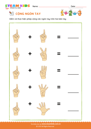 Toán tư duy cộng ngón tay
