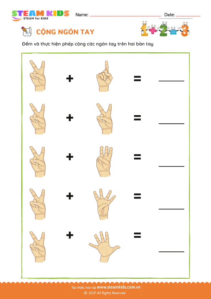 Bài tập Toán tư duy - Cộng ngón tay - B3
