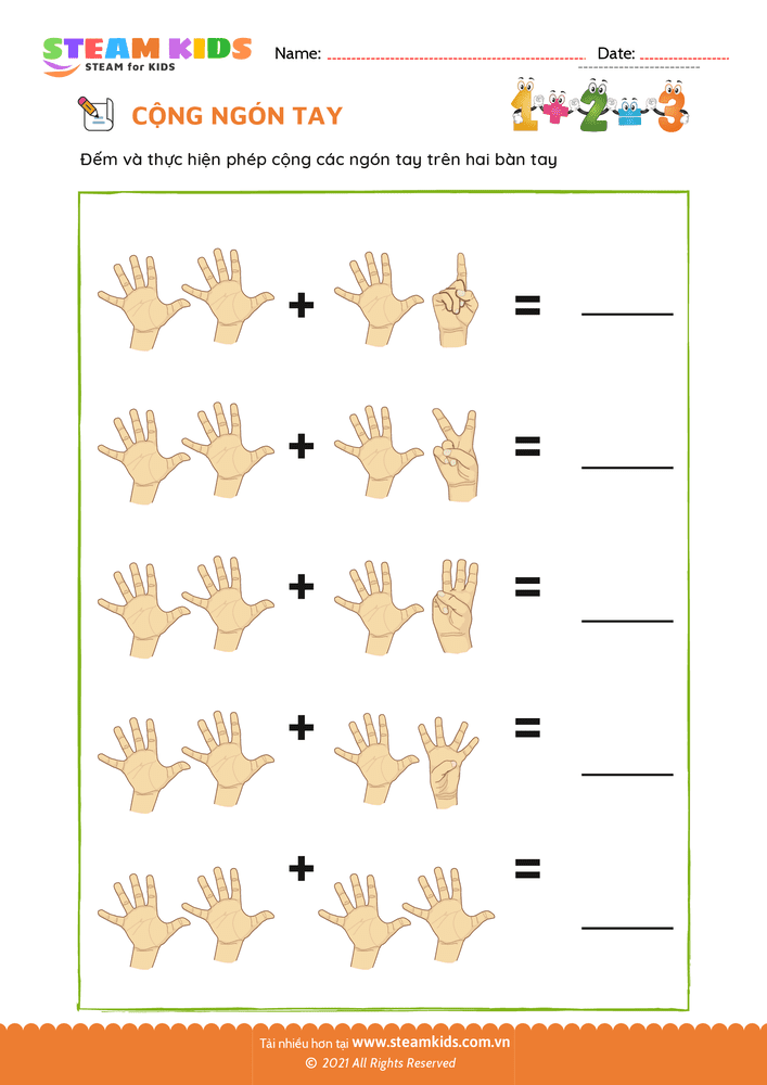 Bài tập Toán tư duy - Cộng ngón tay - B4