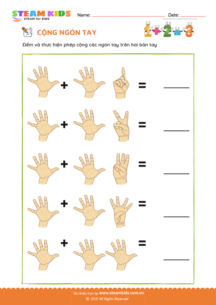 Bài tập Toán tư duy - Cộng ngón tay - B11