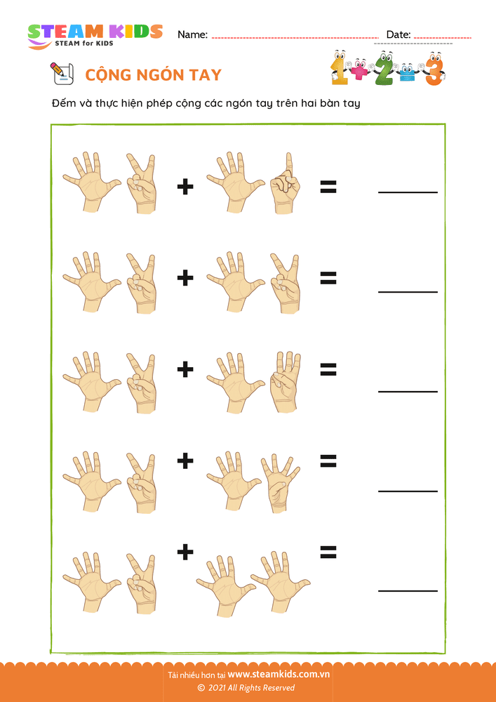 Bài tập Toán tư duy - Cộng ngón tay - B15